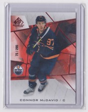 2021-22 UD SP GAME-USED RED FRAGMENT BASE /205 CONNOR McDAVID #1 OILERS