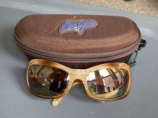 MAUI JIM ITALY MJ-134-22 BROWNISH ROSE TONE LIGHT TORT WRAPS UNISEX SUNGLASSES