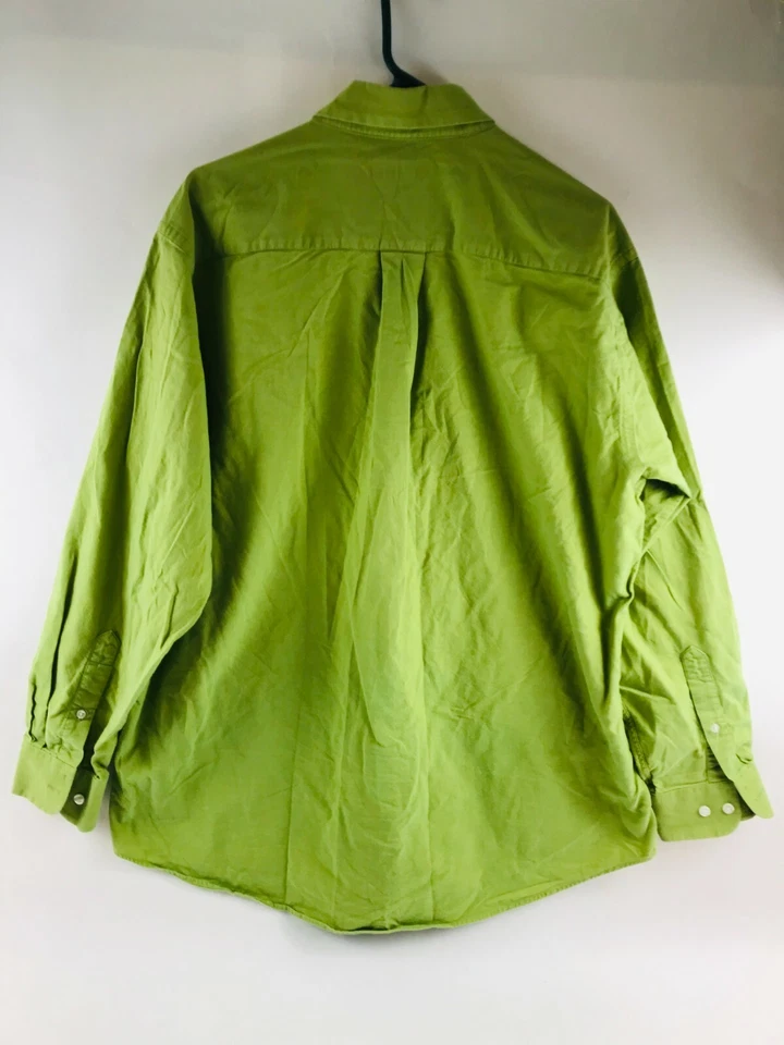 Camisa Nautica Para Hombre Talla 16.5 34/35 Verde Sólido Bolsillo Con Botones Manga Larga Foto 2 de 4