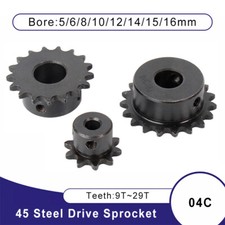 04C 45# Steels Chain Drive Sprocket 9T~29T Sprocket Wheel Bore 5/6/8/10/12~16mm