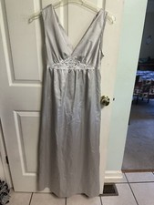 VNT Bert Yelin for Iris Med Silver 70s Lace USA Maxi Silky Stretch 36 Nightgown