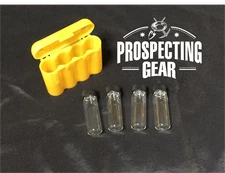 Gold Vial Vault with 4 Glass 1 oz Gold Vials - Carrying Case - Gold Storage 