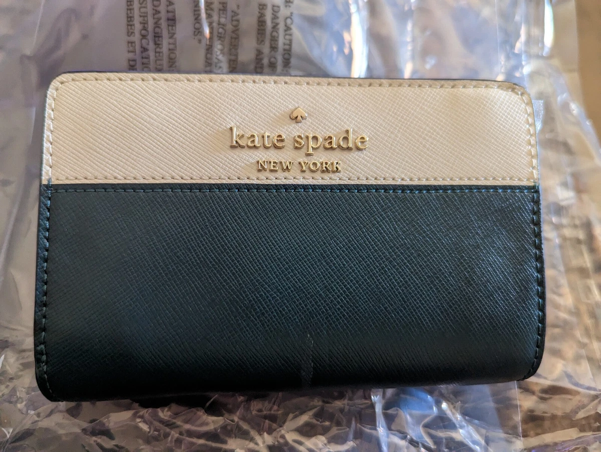 kate spade new york staci medium Compact Bifold Wallet Peacock blue multi