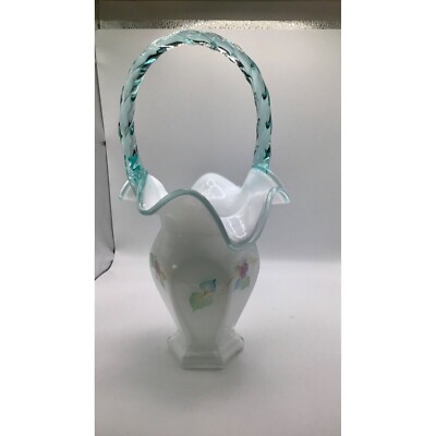Fenton 12” Handpainted Glass Basket 95th Year Glass Legacy
