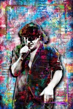 AC/DC Brian Johnson Poster, Brian Johnson  AC/DC Pop Art Free Shipping US