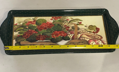 2001 Medium Melamin Tablett Pat Richter Red Geranium Basket Farmhouse Cottage - Bild 6 von 7