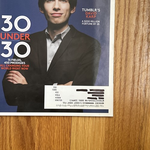 Forbes January 21, 2013 Tumblr's David Karp, 30 Under 30 15 Fields, 450 Prodigi - Picture 3 of 5