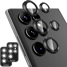 For Samsung Galaxy S23 Ultra S23 Ring Metal Tempered Glass Camera Lens Protector