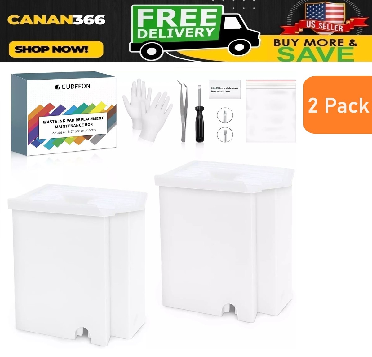 2pcs Waste Ink Pad Replaceent Copatible with EPSON Ecotank ET-2800 ET