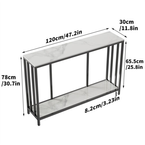 2 Tiers Marble Console Table Narrow Entryway Porch Side Table Partition Cabinet - Picture 6 of 14