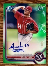 2022 Bowman Chrome Green Refractor Auto Andry Lara 18/99 Washington Nationals