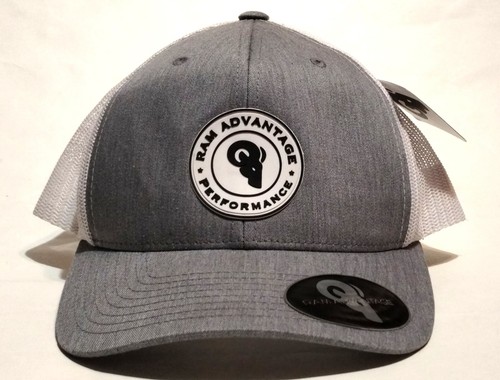 RAM ADVANTAGE Trucker Hat Performance Patch - Mesh Snapback - Heather White New