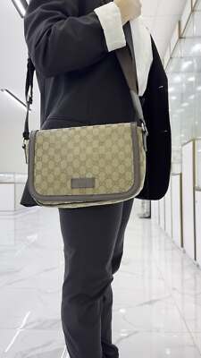Gucci Monogram GG Canvas 807401990 Brown & Beige Flap Cross Body 