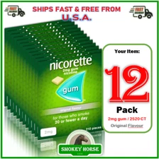 12X Nicorette ORIGINAL Flavour Gum 2MG 210 Pieces "USA SELLER SHIPS SUPER FAST "