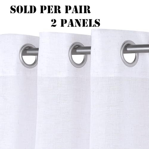 Living Room Linen Curtains Home Decorative Grommet 52"W x 96"L Bright White - Picture 4 of 7