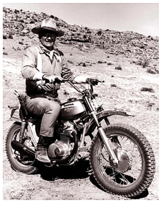 #ad John Wayne Rides Honda 350SL Motorcycle Cowboy Movie Set The D 8quot;x10quot; Photograph $15.95
