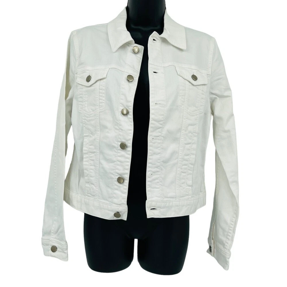 Eileen fisher white denim jacket cheap