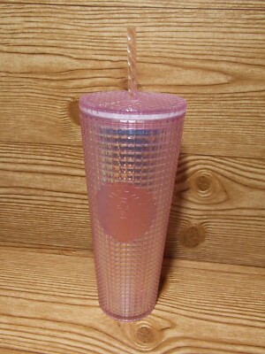 Starbucks Pink Grid Disco Holiday 2020 Cold Tumbler Studded