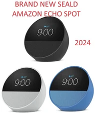 Amazon Echo Spot alarm clock w/ vibrant sound 2024 New Sealed  BLACK BLUE WHITE