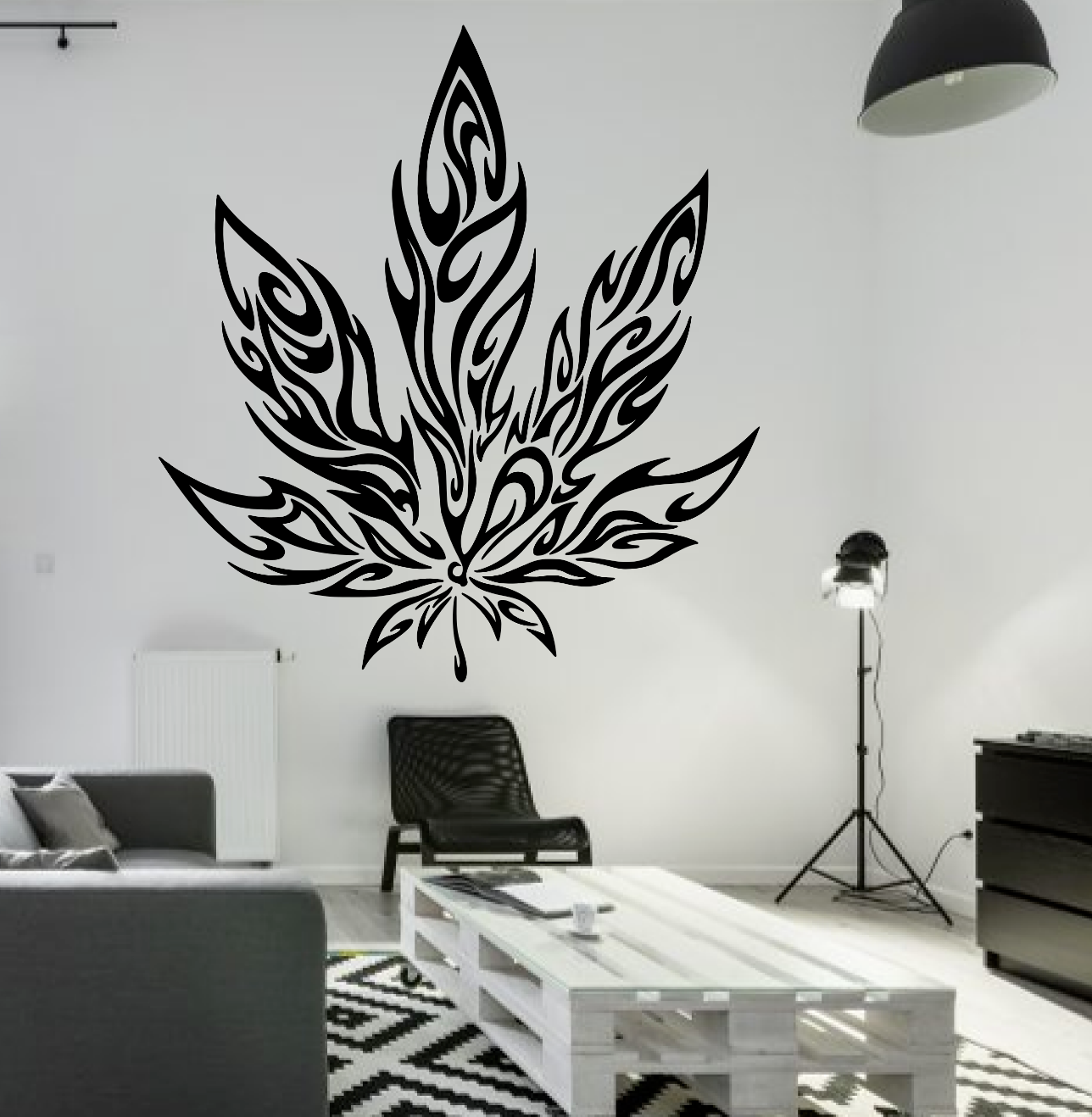 Marijuana Pot Leaf Tribal Tattoo Large Wall Decal Mural Art Sticker 24"  Dope | eBay