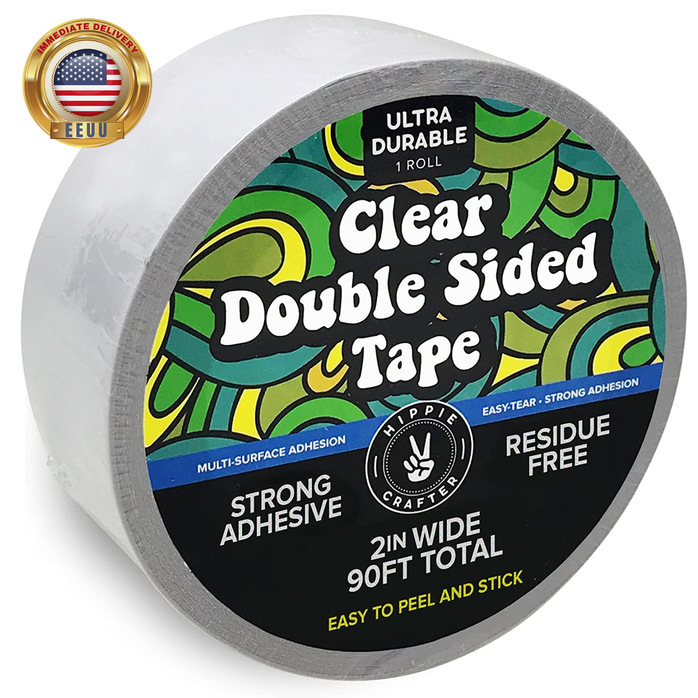 Clear Double Sided Tape for Crafts 2 Inch Wide Heavy Duty Adhesive Tape Two Side