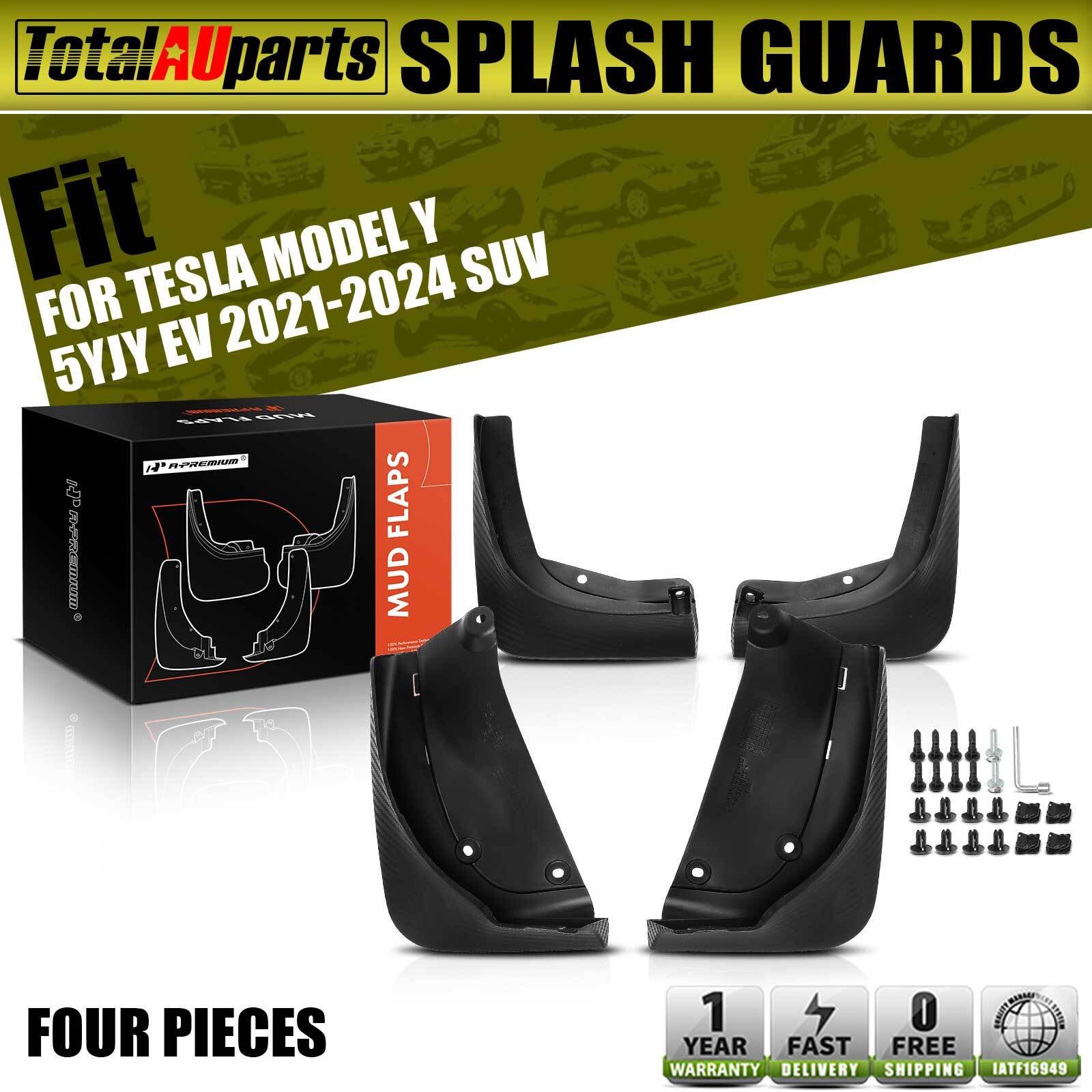 4pcs Front Rear Splash Guards Mud Flaps for Tesla Model Y 5YJY EV 2021-2024 SUV