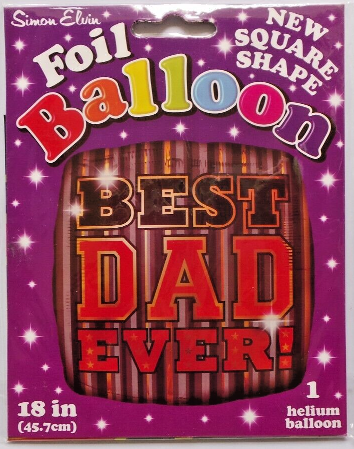 Simon Elvin Square Helium Foil Balloon 18"" Birthday or Fathers Day Best Dad Ever