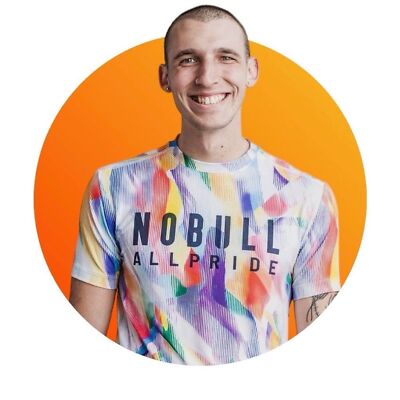 NWT NOBULL Tee M All Pride Short Sleeve Workout Athletic Rainbow Spellout  Crew - Main Image