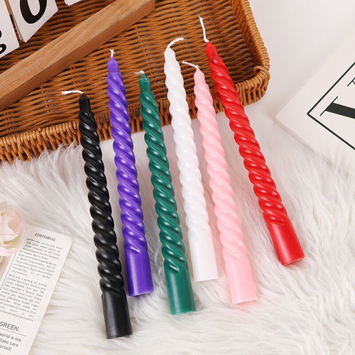 4 Pcs Threaded Color Spiral Taper Candles Fireplace Smokeless Tall Thin Pole S❤S - Picture 5 of 18