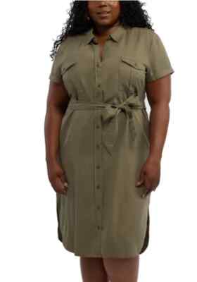 Teddi Rose Women's Tencel Shirt Dress | Green, X-Large, Size: XL