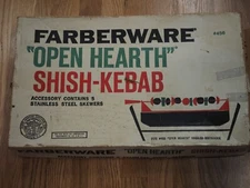 Faberware Open Hearth Shish Kebab #456 Accessory 5 Skewers & Rack-New Open Box