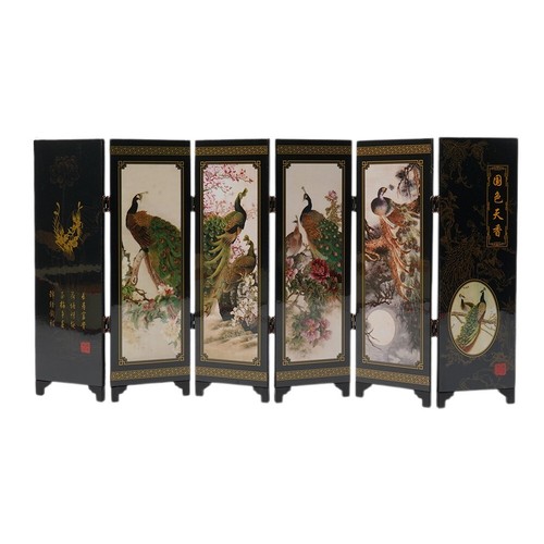 6 Panel Peacock Foldable Room Divider Home Privacy Screen Furniture