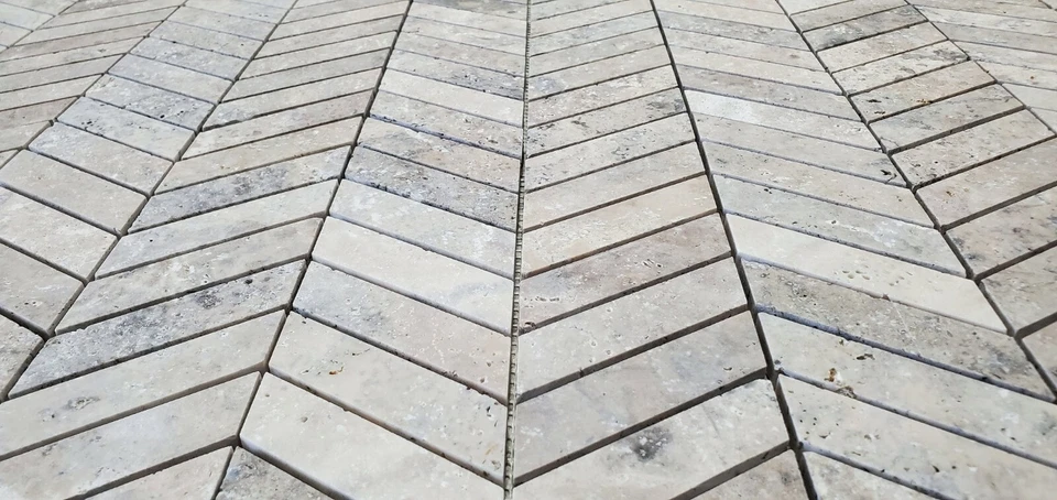 Chevron Latte Honed Travertine Mosaic Tile - Image 4 of 4