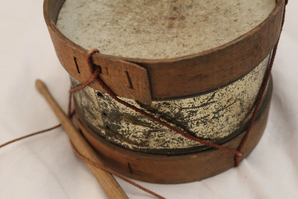jouet jeu enfant TAMBOUR tambourin fanfare soldat  napoléon ancien vintage - Photo 2/4