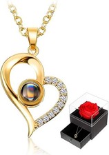 "Real Preserved Rose and Necklace Gifts Set for Mom Wife Girlfriends Anniversa