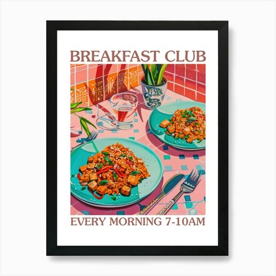 Breakfast Club Scrambled Tofu 2 Kunst gerahmtes Wandbild Poster Leinwanddruck Bild