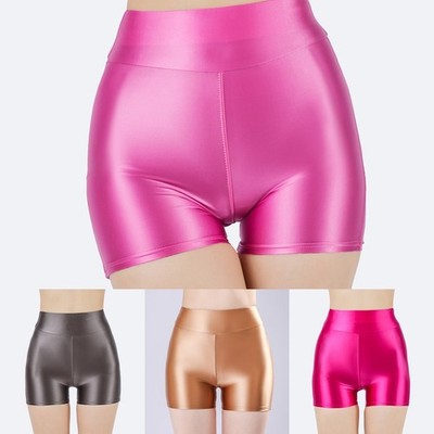 Solid Color Women's Sexy for lingerie Shorts Glossy Silky Plus Size Yoga