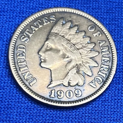 1909 Indian Head Cent US Coin EF Condition Variety 3 Final Issue Year