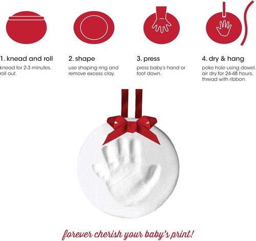 Baby's Handprint or Footprint Christmas Ornament, Easy No-Bake Keepsake Kit, ... - Picture 5 of 12