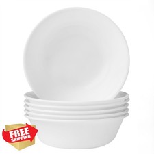 Corelle 6-Pc Soup Cereal Bowls Winter Frost White 18oz Vitrelle Glass