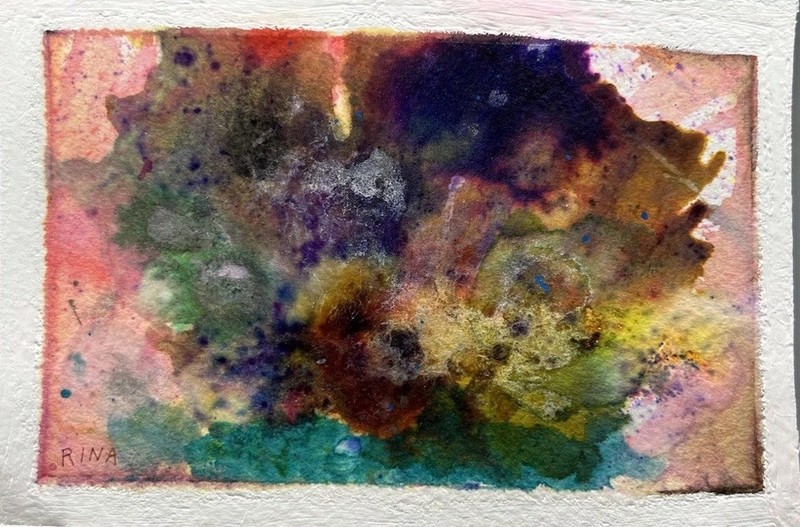 Small Original Watercolor Painting 4”x6” Coral Reef 2 by Miss Rina of MRAO