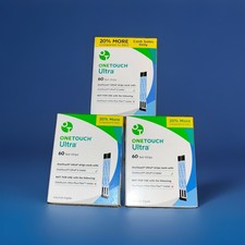One Touch Ultra Blood Glucose Test Strips 60ct x3 Boxes 180 total Exp. 11/2027