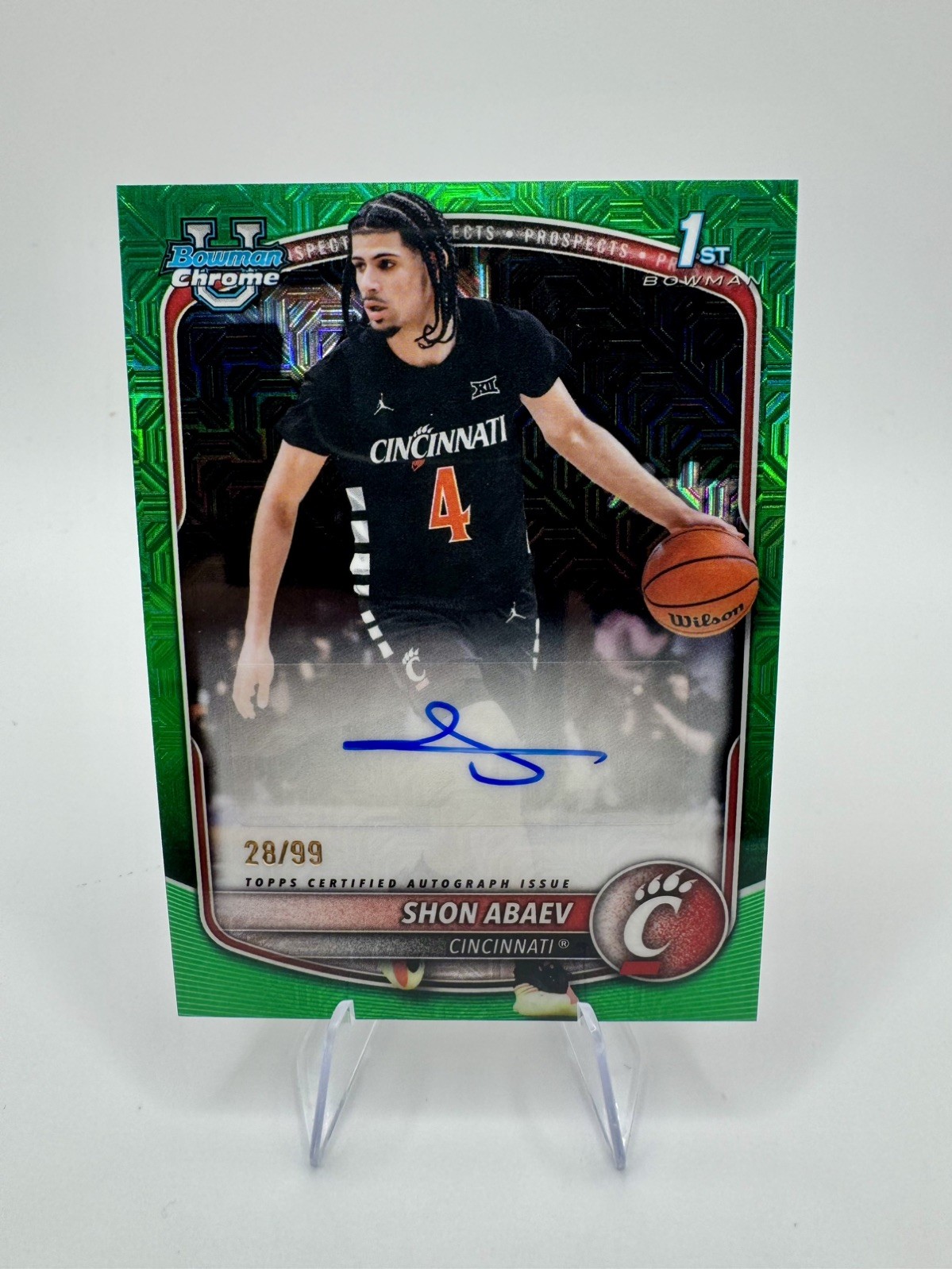 2025-2026 Bowman Chrome Shon Abaev 1st Green Mojo Refractor Auto #CPA-SA SSP /99