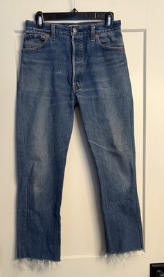 Levis Re/Done Women s Sz 26 Blue Jeans Button Fly High Rise Cropped Straight Leg