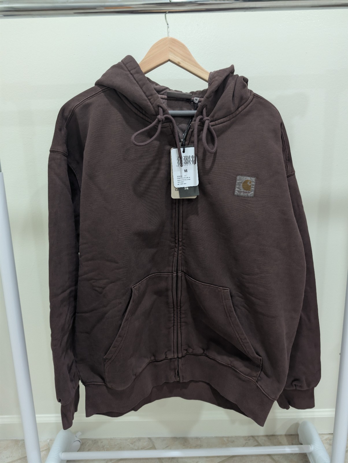 Chaqueta Carhartt WIP Cremallera Completa con Capucha Vista Palisandro Marrón Prenda Teñida Nueva con Etiquetas