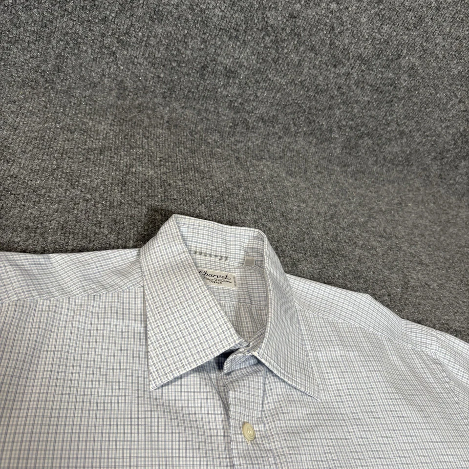 Camisa de vestir Charivet Paris para hombre 16 40,5 manga larga abotonada blanca a cuadros Foto 3 de 4