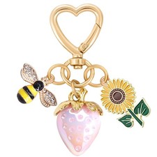 Cute Strawberry Keychain Bag Charm Bee Sunflower Keychain for Women Bag Keys ...