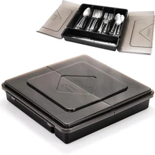 Silverware Organizer with Lid, Covered Utensil Drawer Organizer Tray for Kitc...
