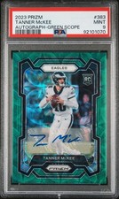 Tanner McKee 2023 Prizm RC Rookie Green Scope Auto /75 #383 Eagles Color Match