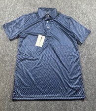 Collars  Co Men  s Small Blue Geometric Dress Collar Polo Shirt Stretch NWT
